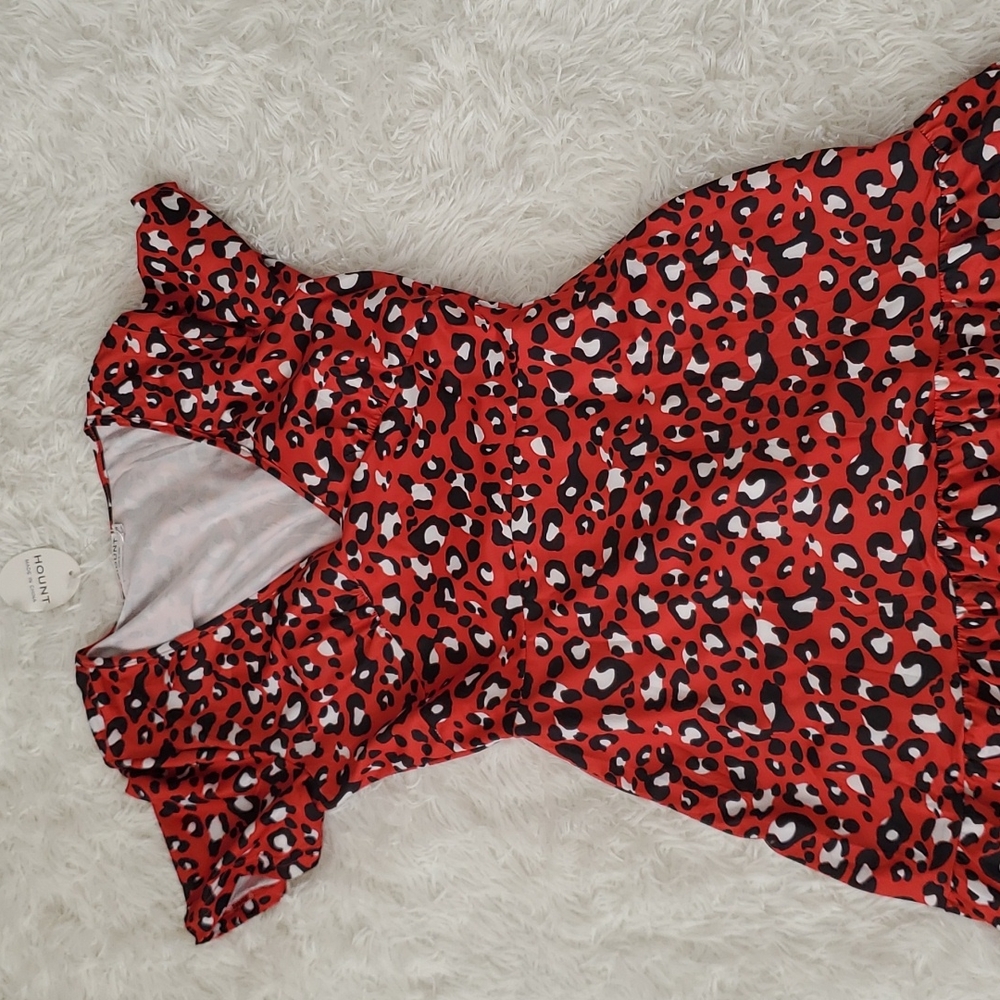 Red stylish dress with animal print